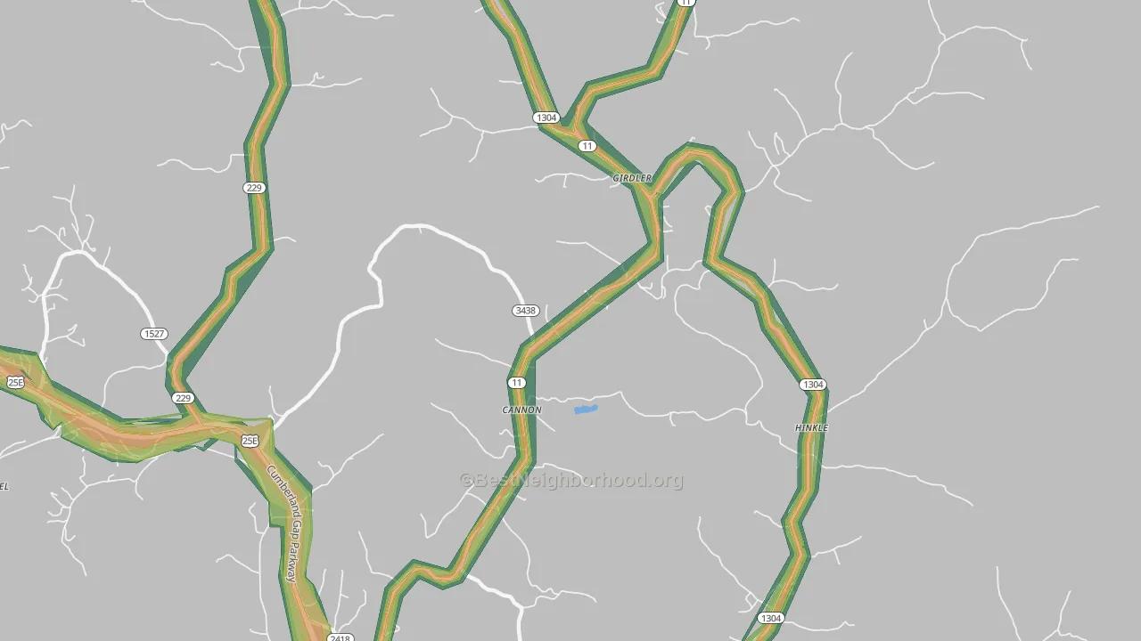 40923, KY Map of Noise Levels in 40923