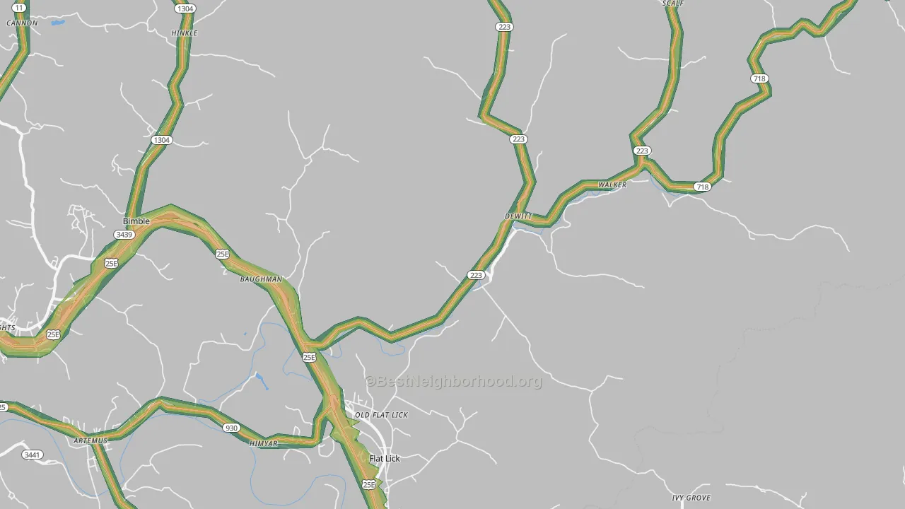 40935, KY Map of Noise Levels in 40935