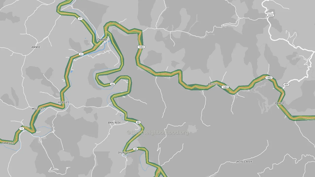 40972, KY Map of Noise Levels in 40972