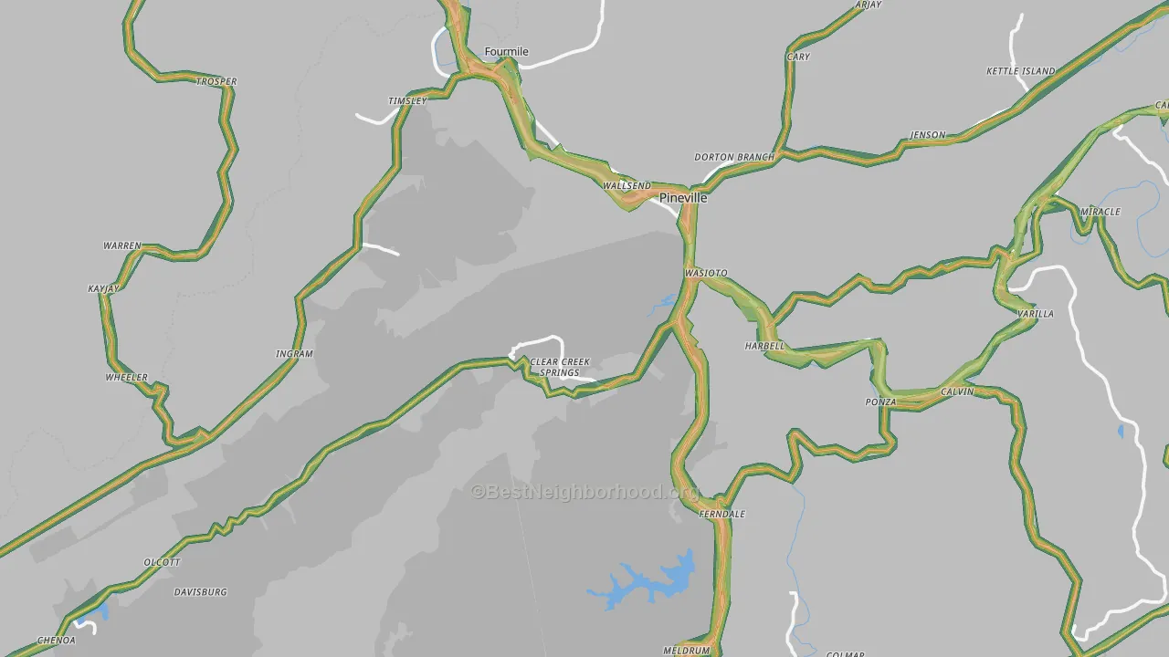 40977, KY Map of Noise Levels in 40977