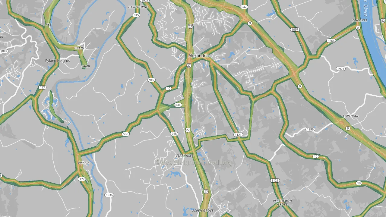 41001, KY Map of Noise Levels in 41001