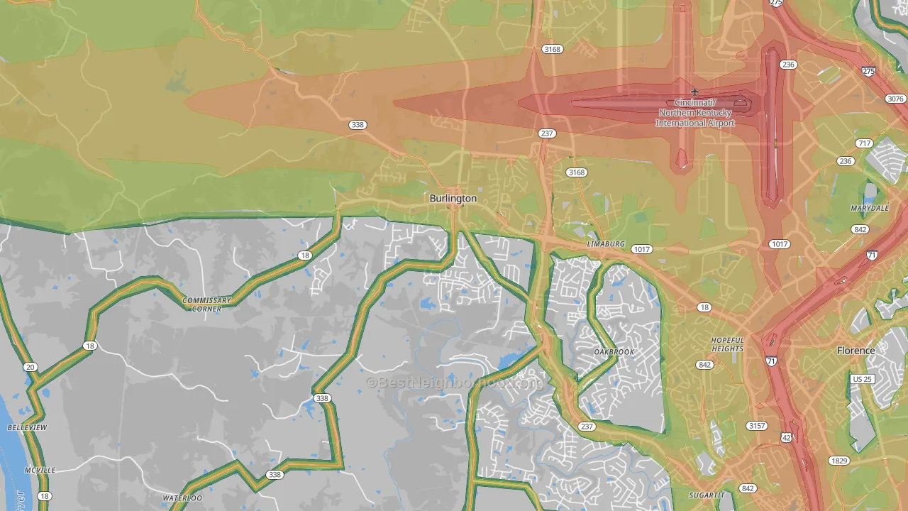 41005, KY Map of Noise Levels in 41005