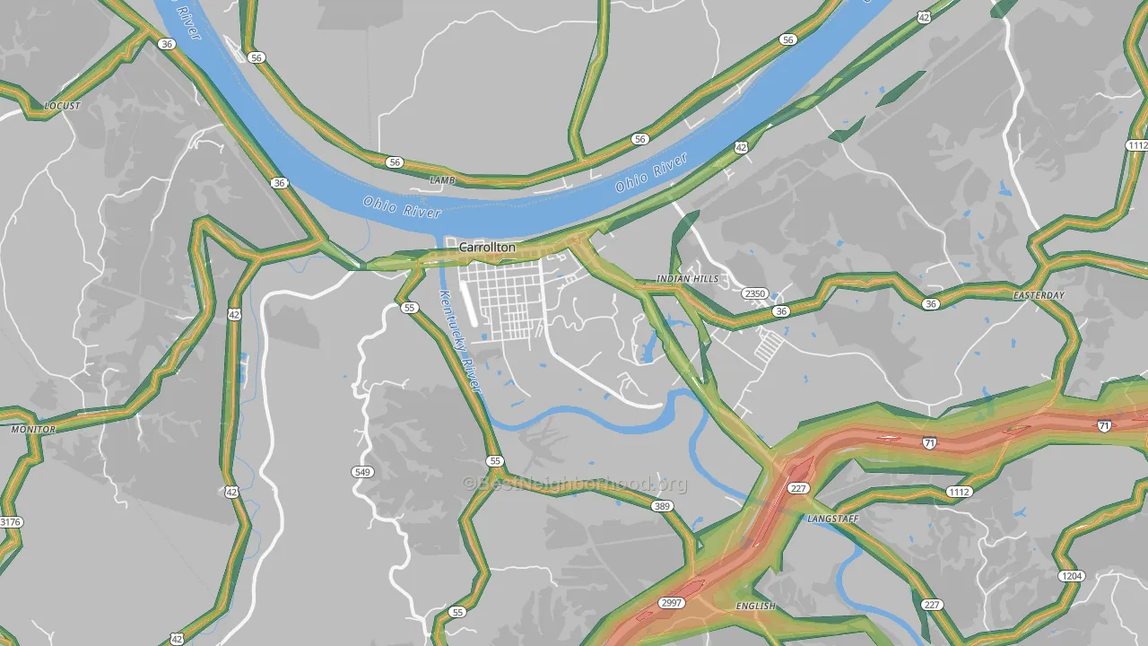 41008, KY Map of Noise Levels in 41008
