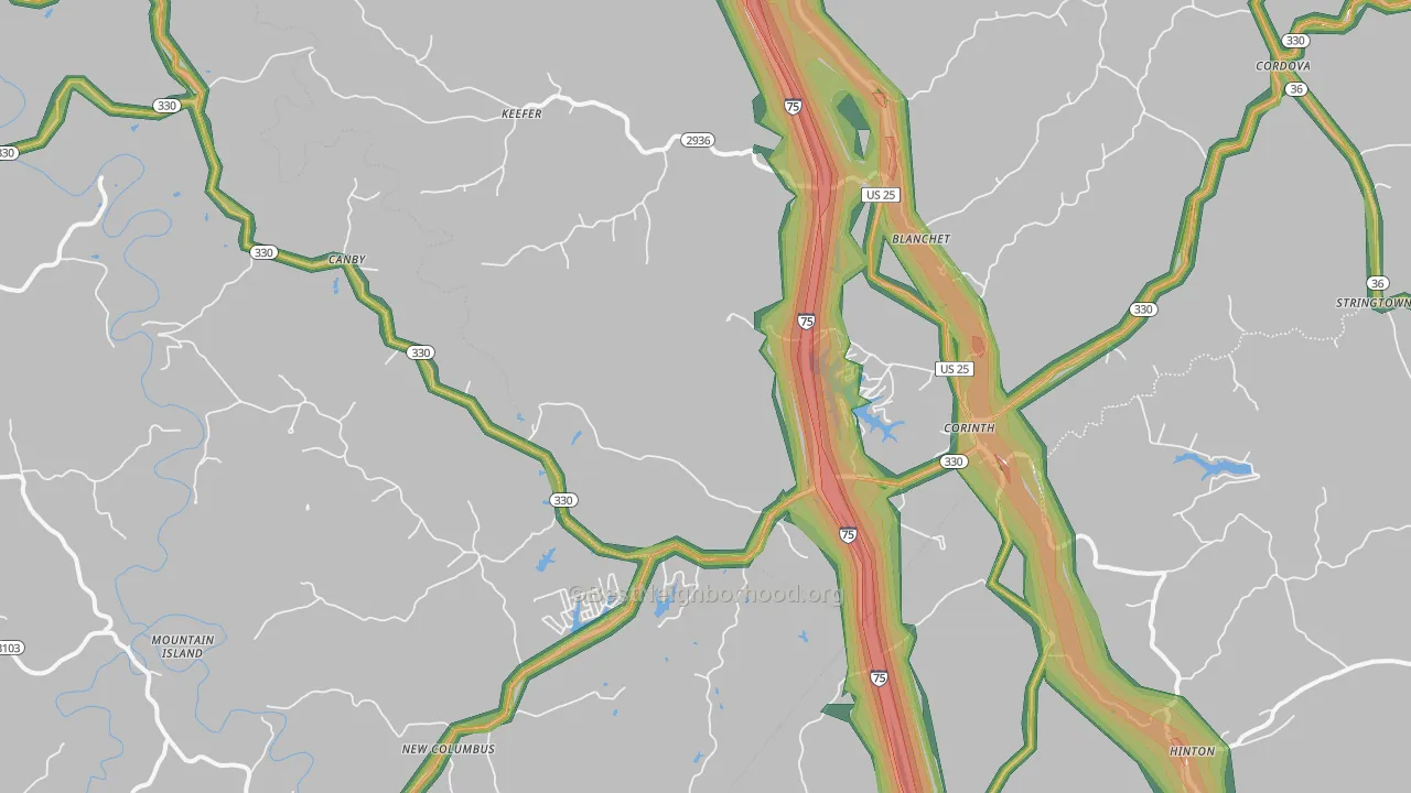 41010, KY Map of Noise Levels in 41010