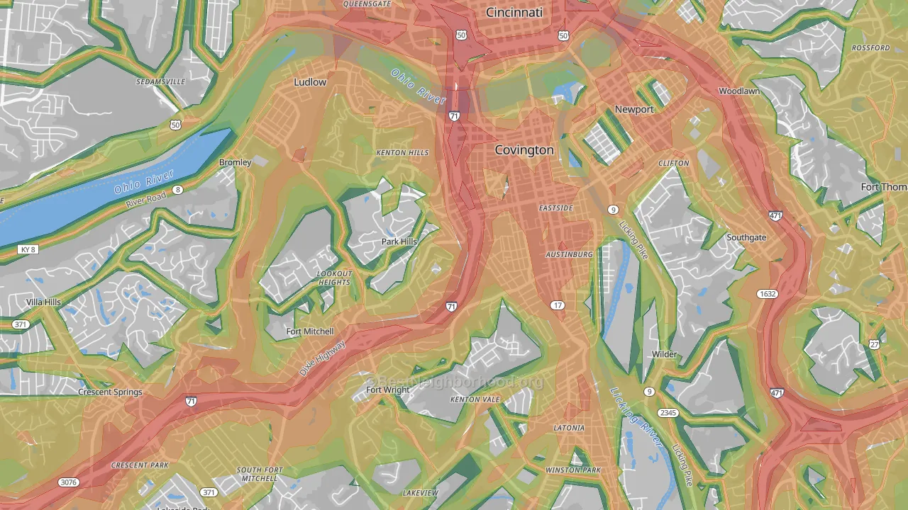 41011, KY Map of Noise Levels in 41011