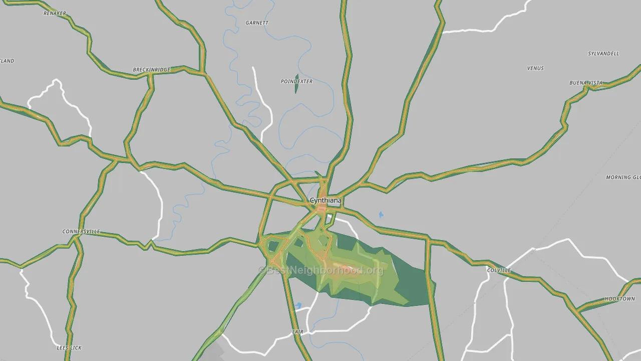 41031, KY Map of Noise Levels in 41031