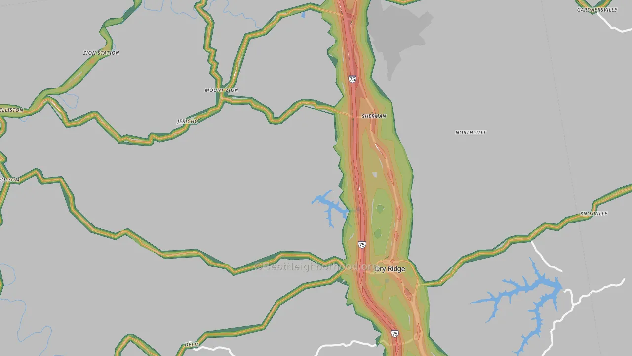 41035, KY Map of Noise Levels in 41035