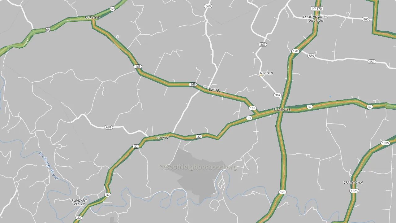 41039, KY Map of Noise Levels in 41039