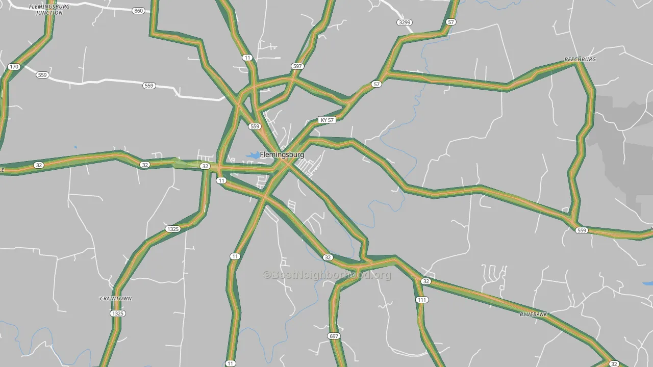 41041, KY Map of Noise Levels in 41041