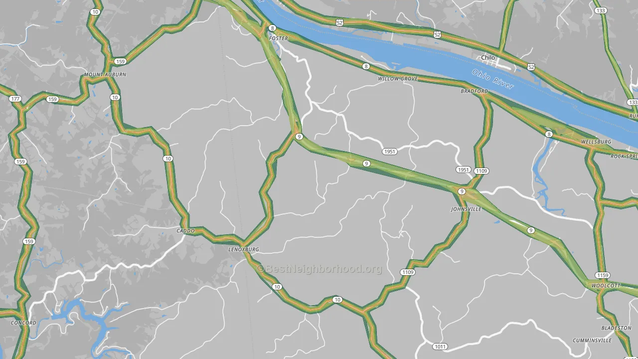 41043, KY Map of Noise Levels in 41043