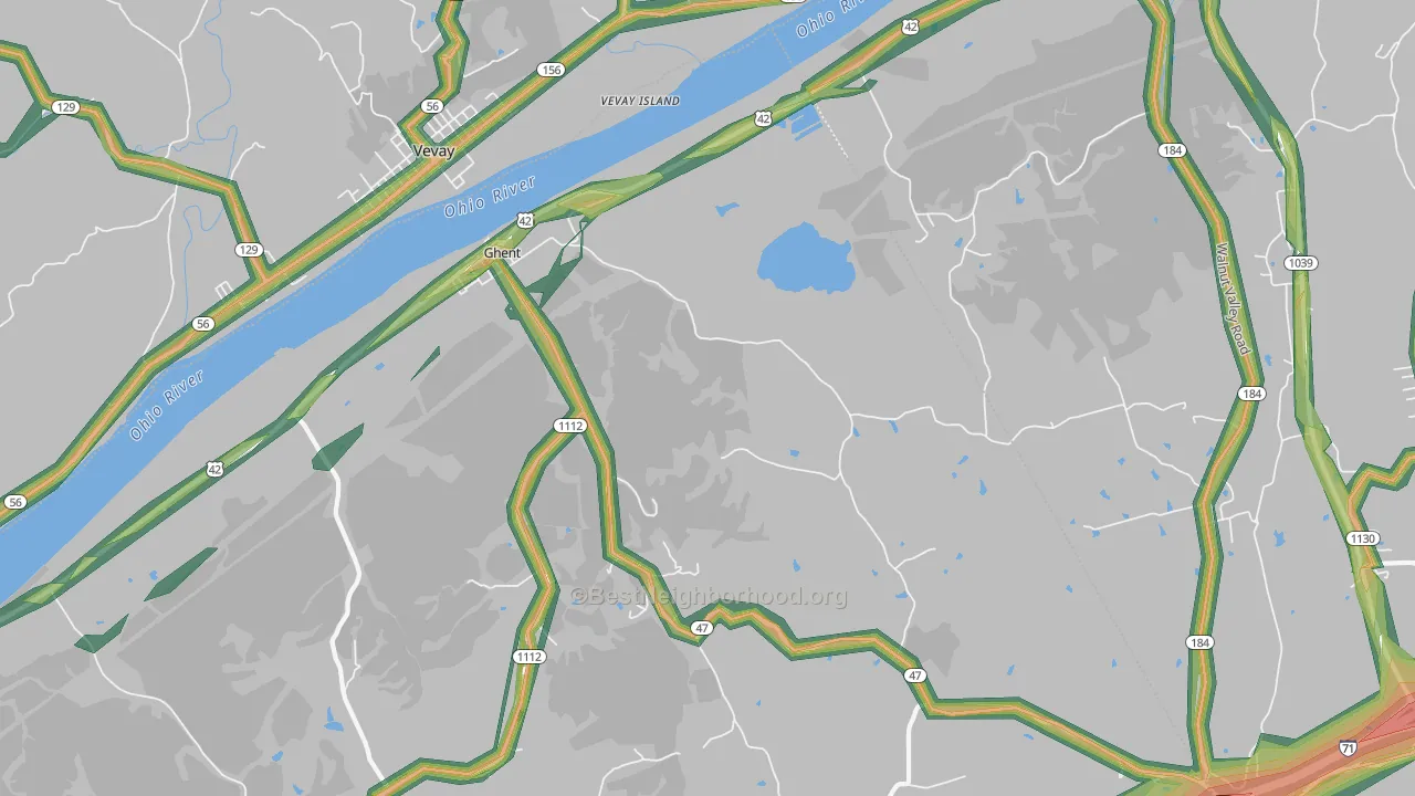 41045, KY Map of Noise Levels in 41045