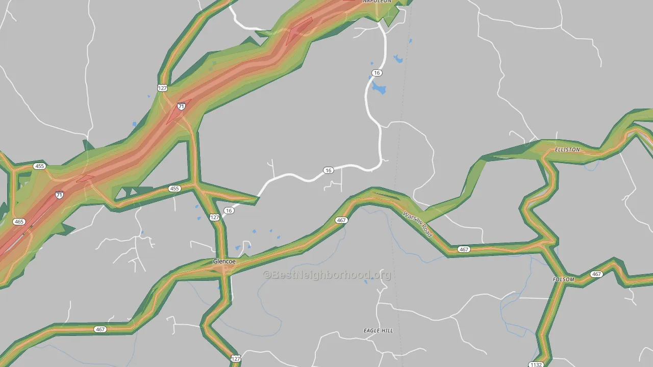 41046, KY Map of Noise Levels in 41046