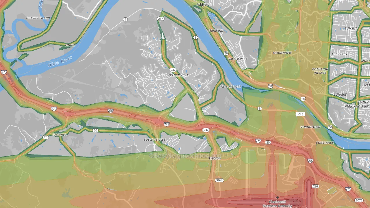 41048, KY Map of Noise Levels in 41048