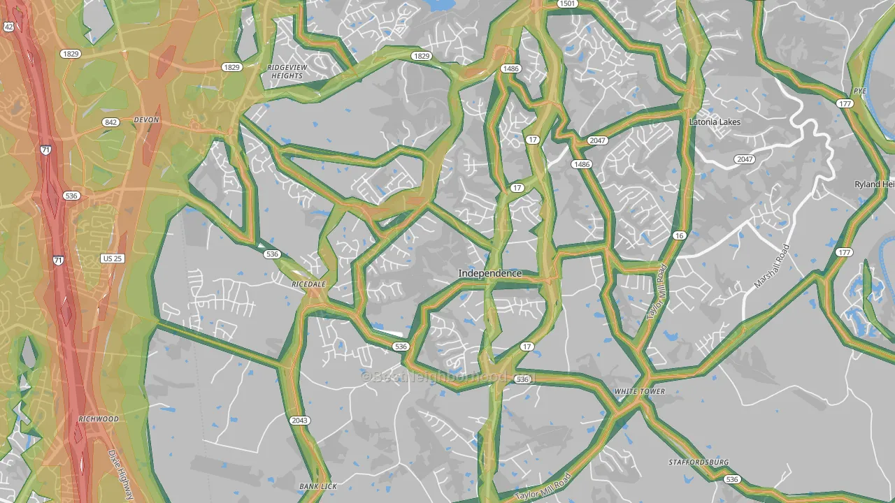 41051, KY Map of Noise Levels in 41051