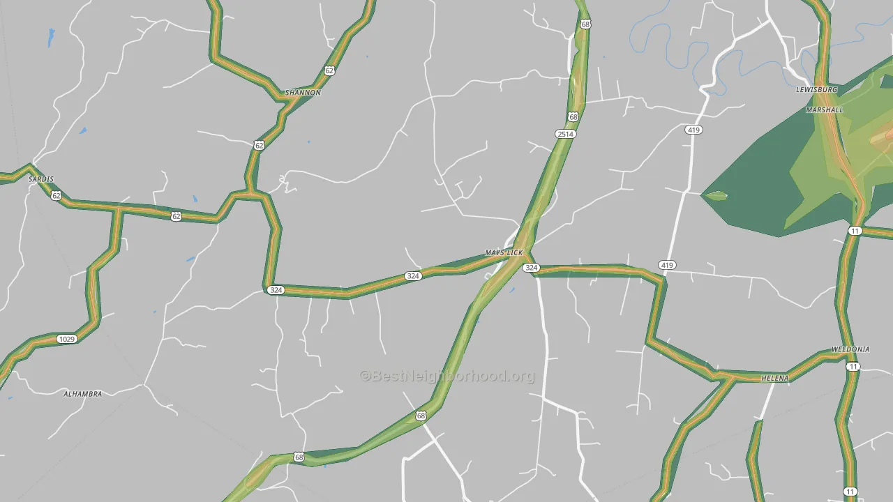 41055, KY Map of Noise Levels in 41055