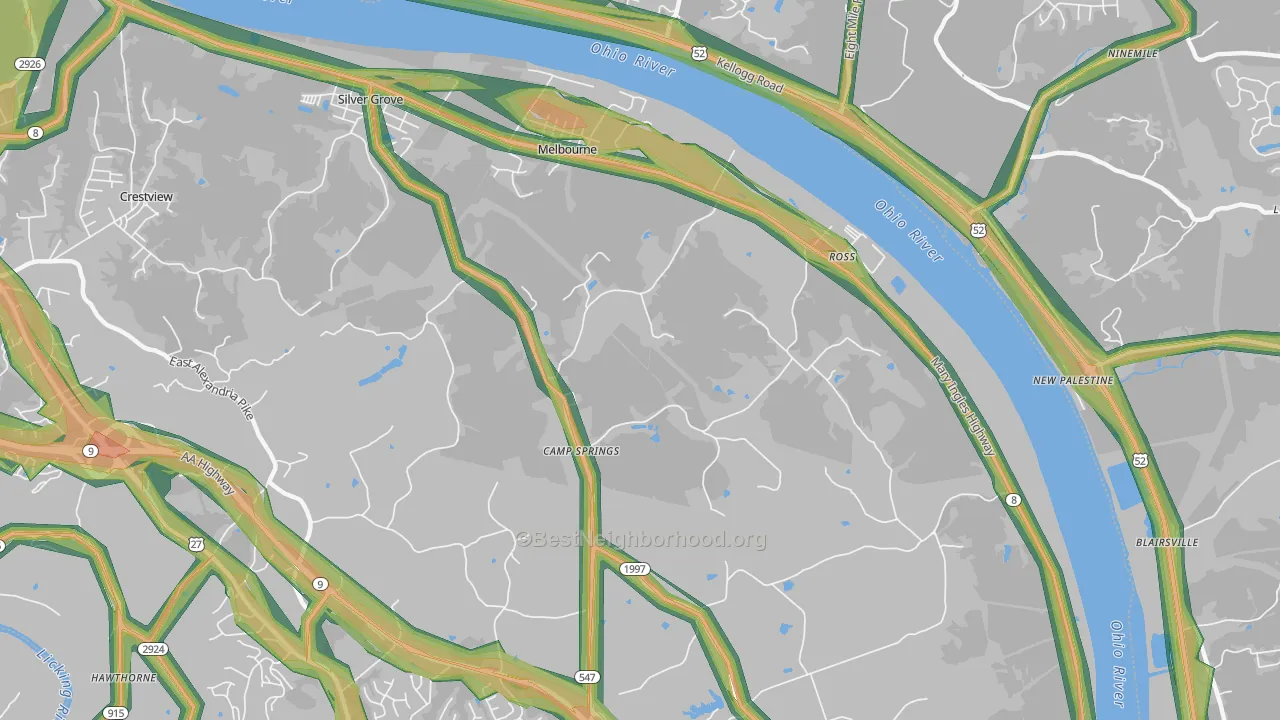 41059, KY Map of Noise Levels in 41059