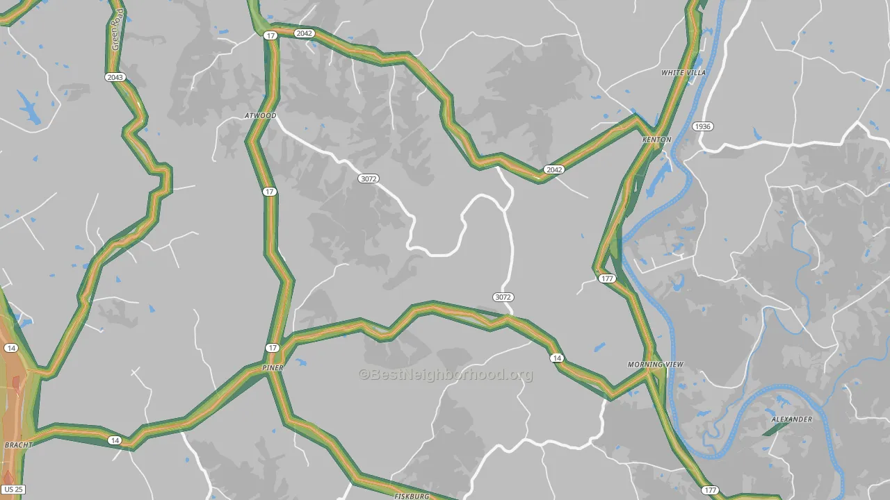 41063, KY Map of Noise Levels in 41063