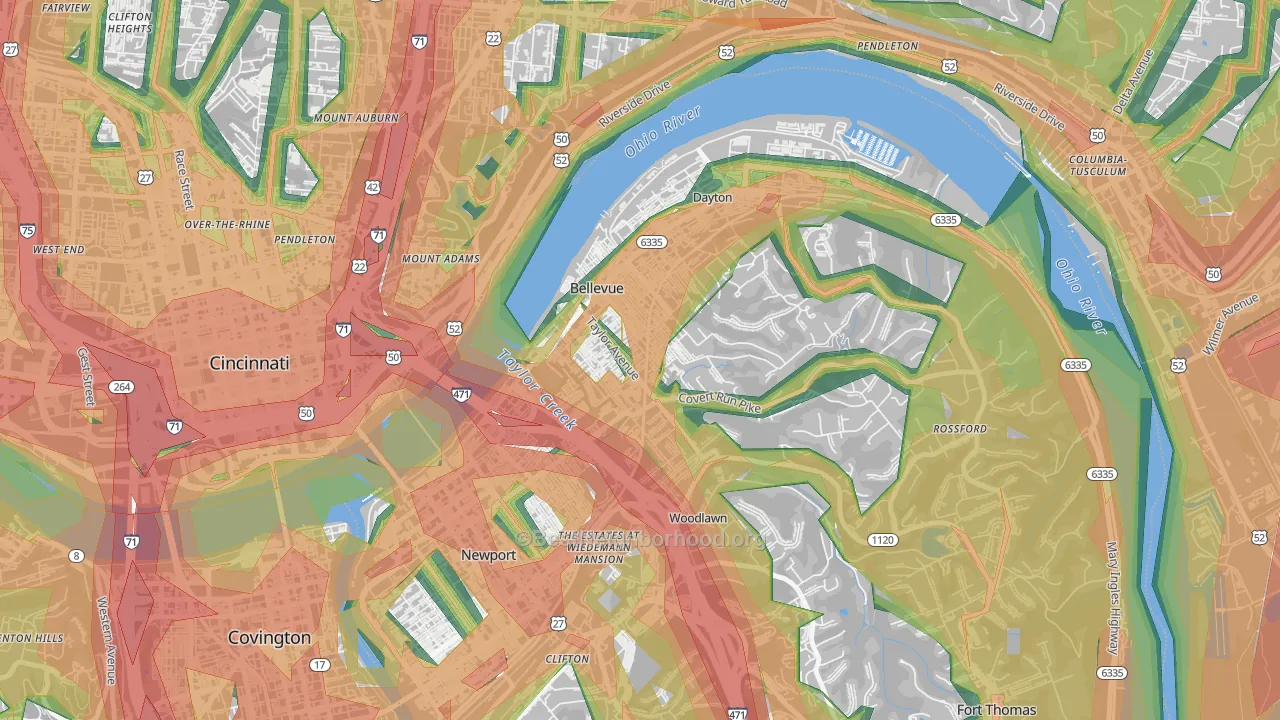 41073, KY Map of Noise Levels in 41073