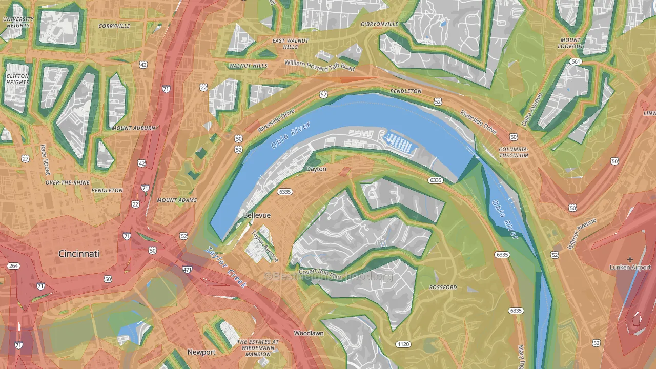 41074, KY Map of Noise Levels in 41074