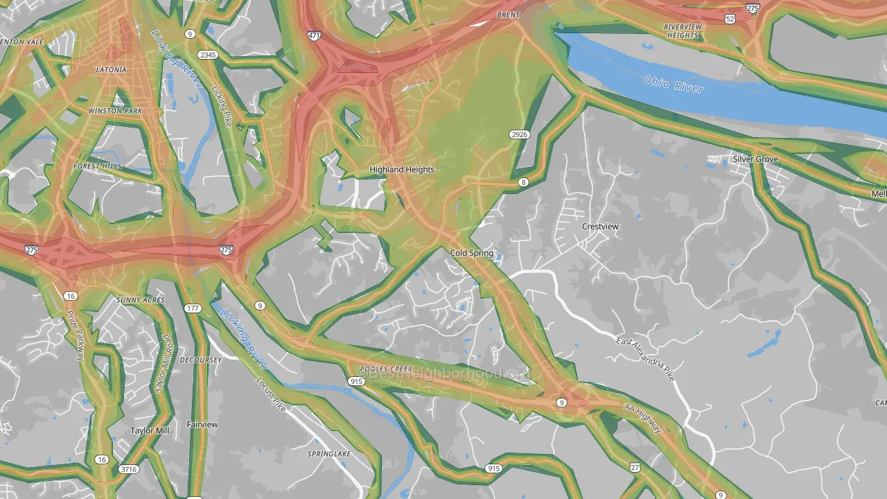 41076, KY Map of Noise Levels in 41076