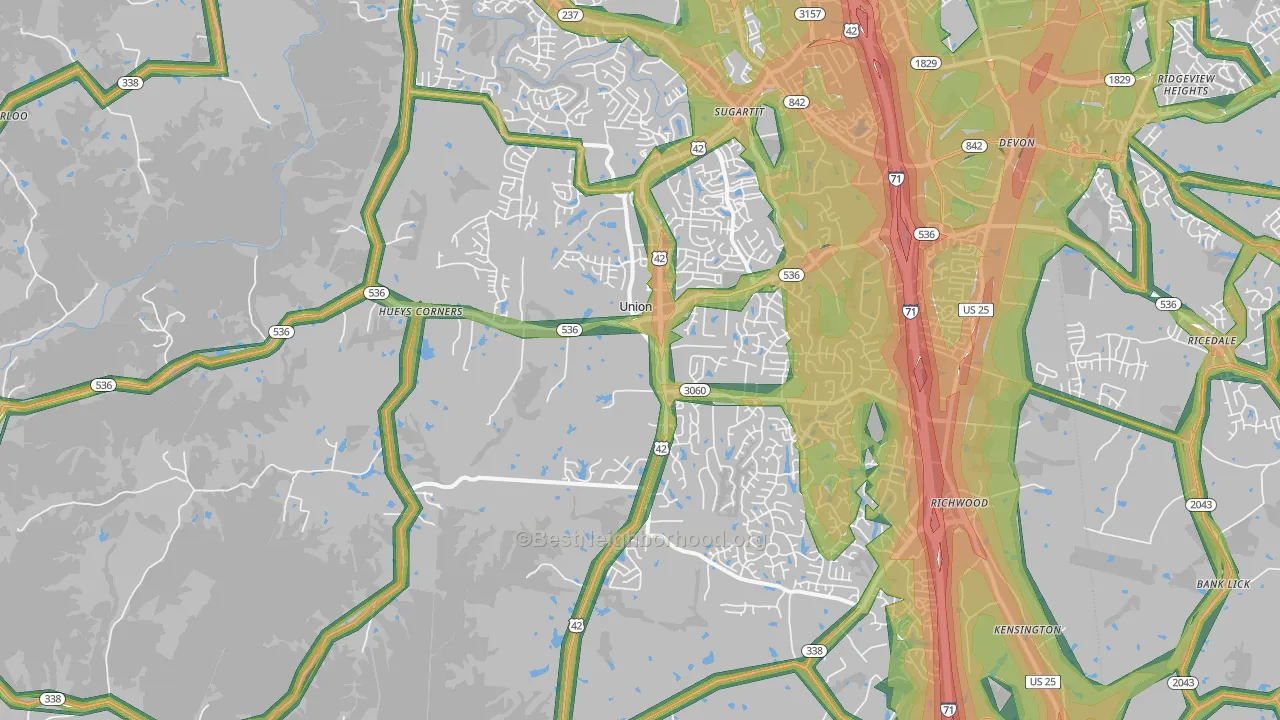 41091, KY Map of Noise Levels in 41091
