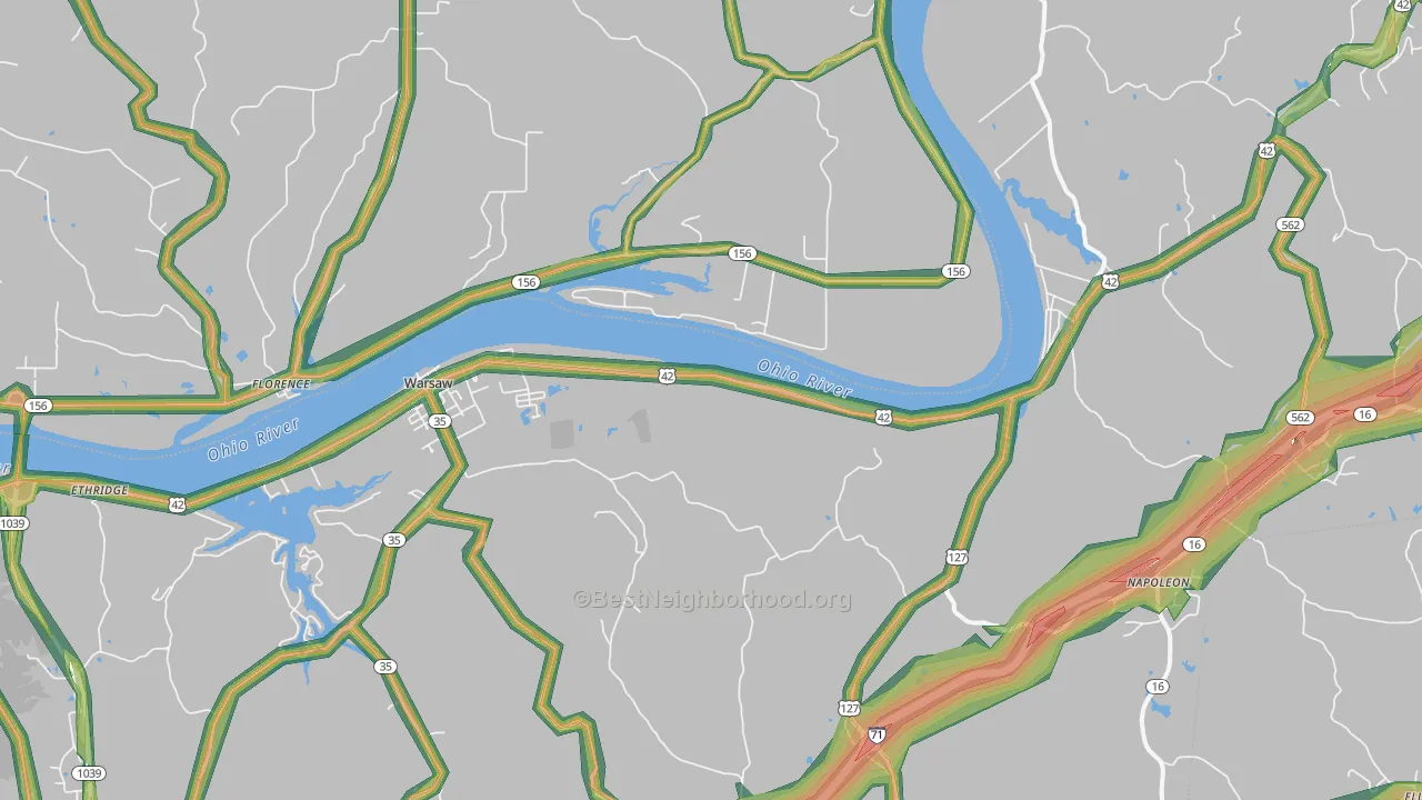 41095, KY Map of Noise Levels in 41095