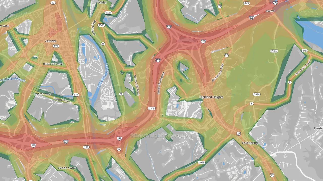 41099, KY Map of Noise Levels in 41099