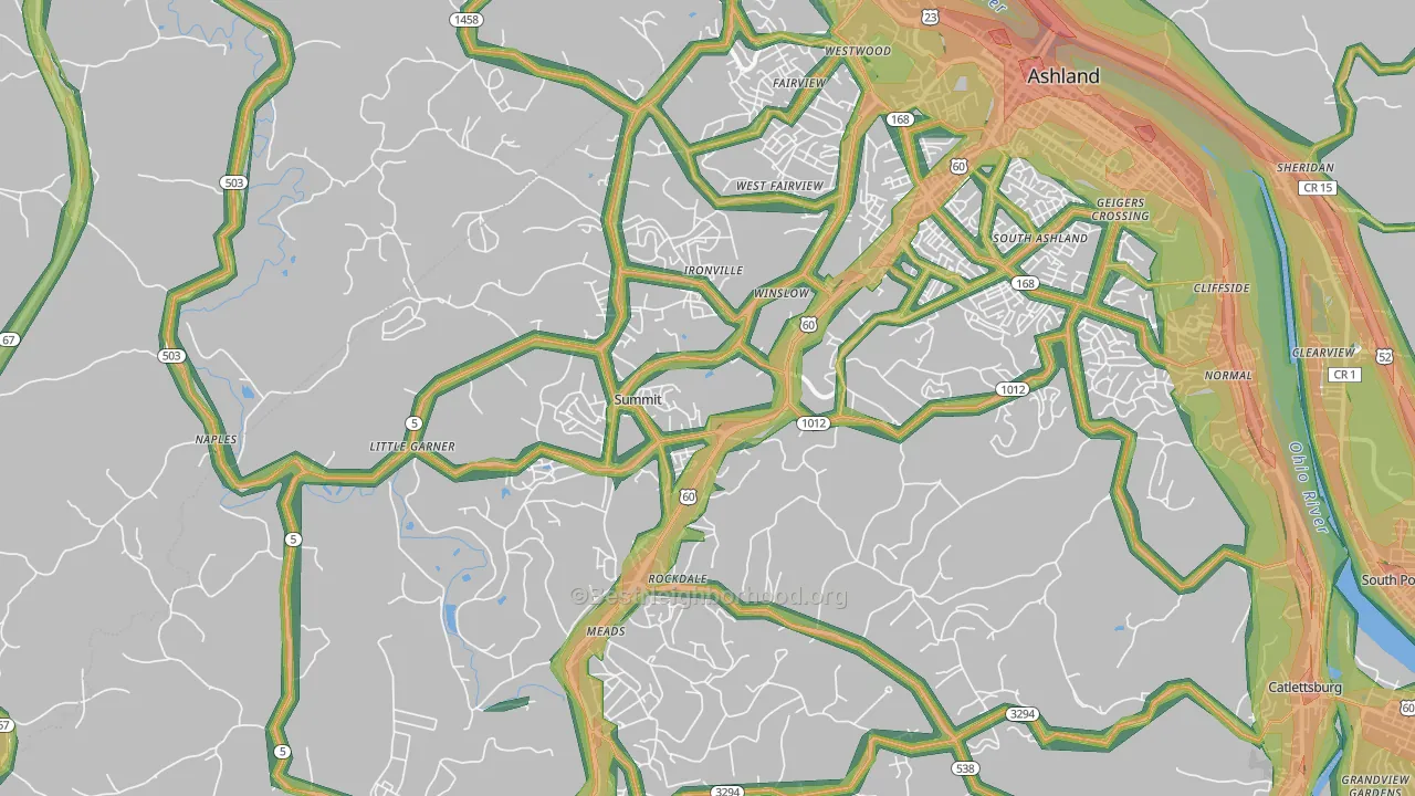 41102, KY Map of Noise Levels in 41102