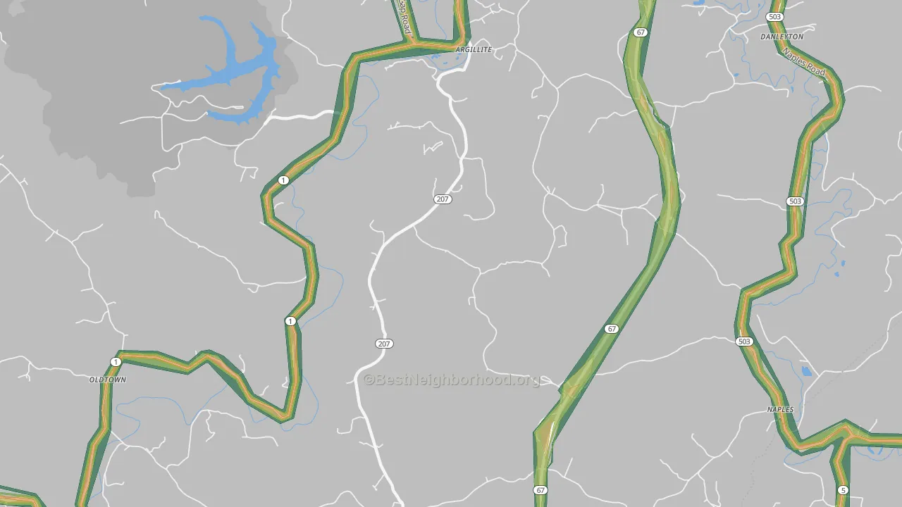 41121, KY Map of Noise Levels in 41121