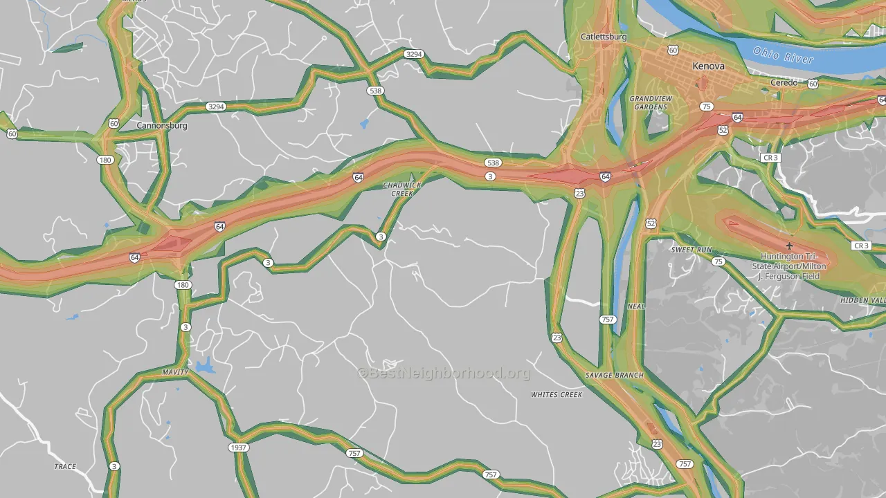41129, KY Map of Noise Levels in 41129