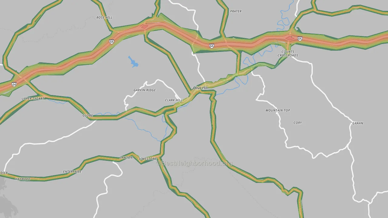 41164, KY Map of Noise Levels in 41164