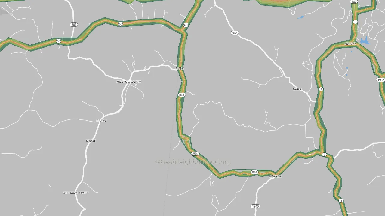 41168, KY Map of Noise Levels in 41168