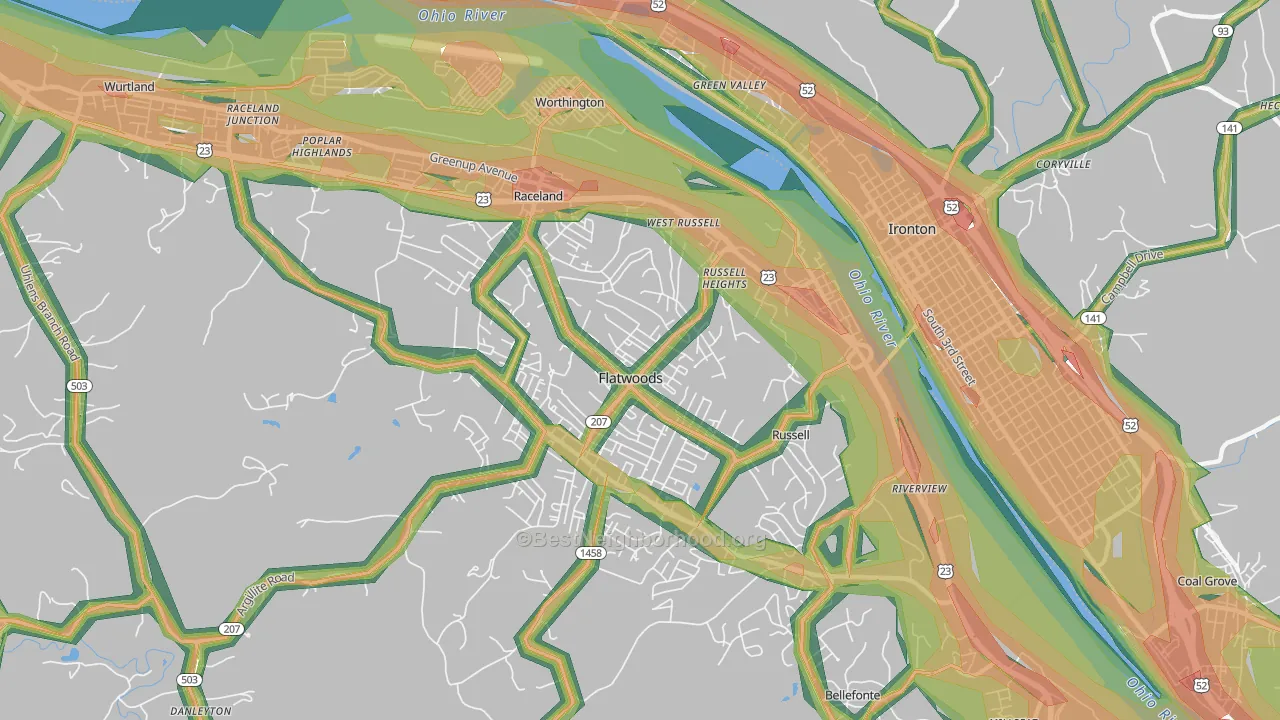 41169, KY Map of Noise Levels in 41169