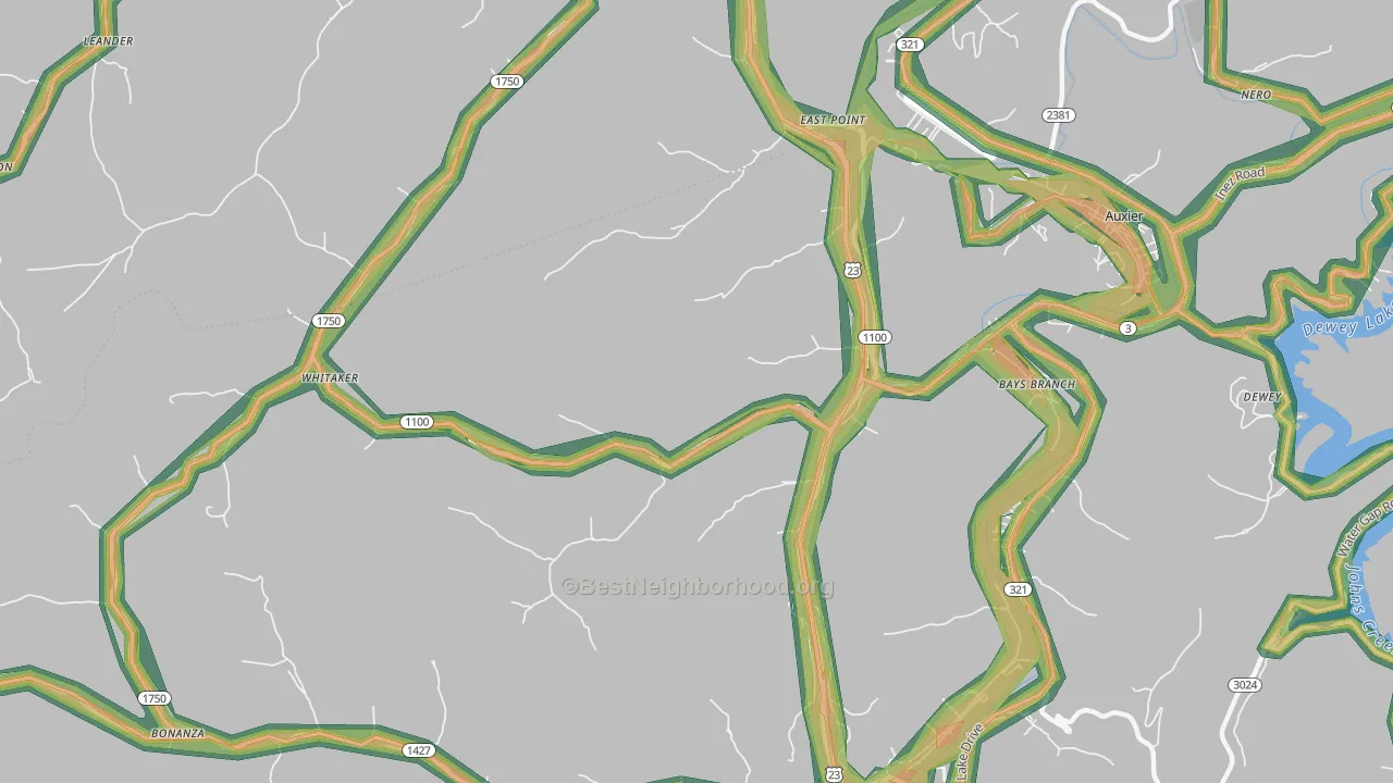 41216, KY Map of Noise Levels in 41216