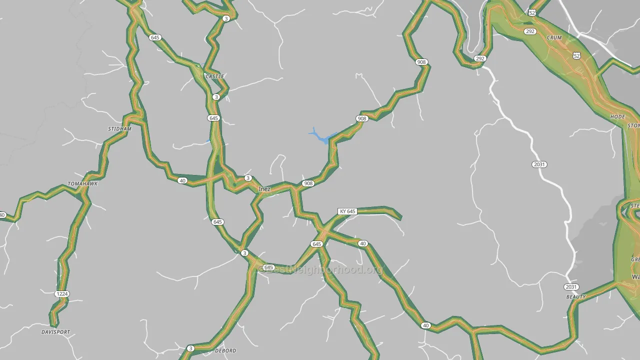 41224, KY Map of Noise Levels in 41224