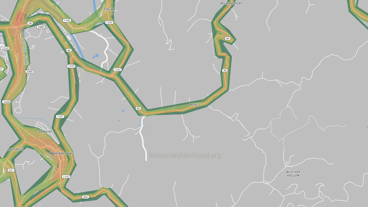 41234, KY Map of Noise Levels in 41234