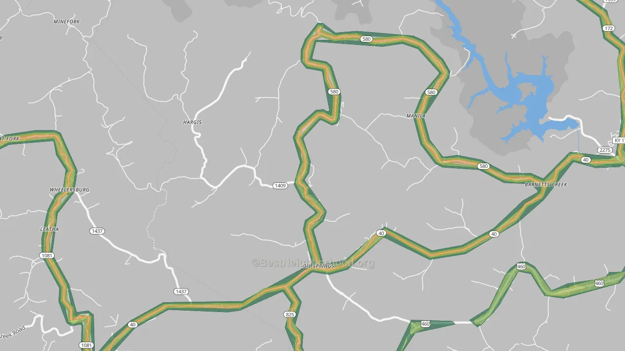 41238, KY Map of Noise Levels in 41238