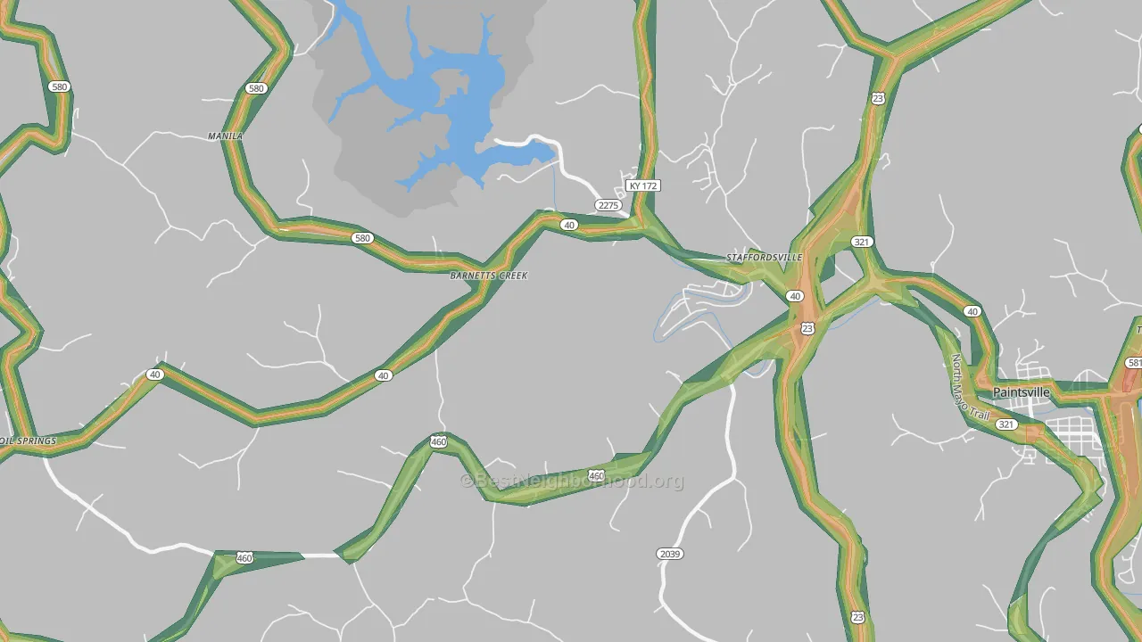 41256, KY Map of Noise Levels in 41256