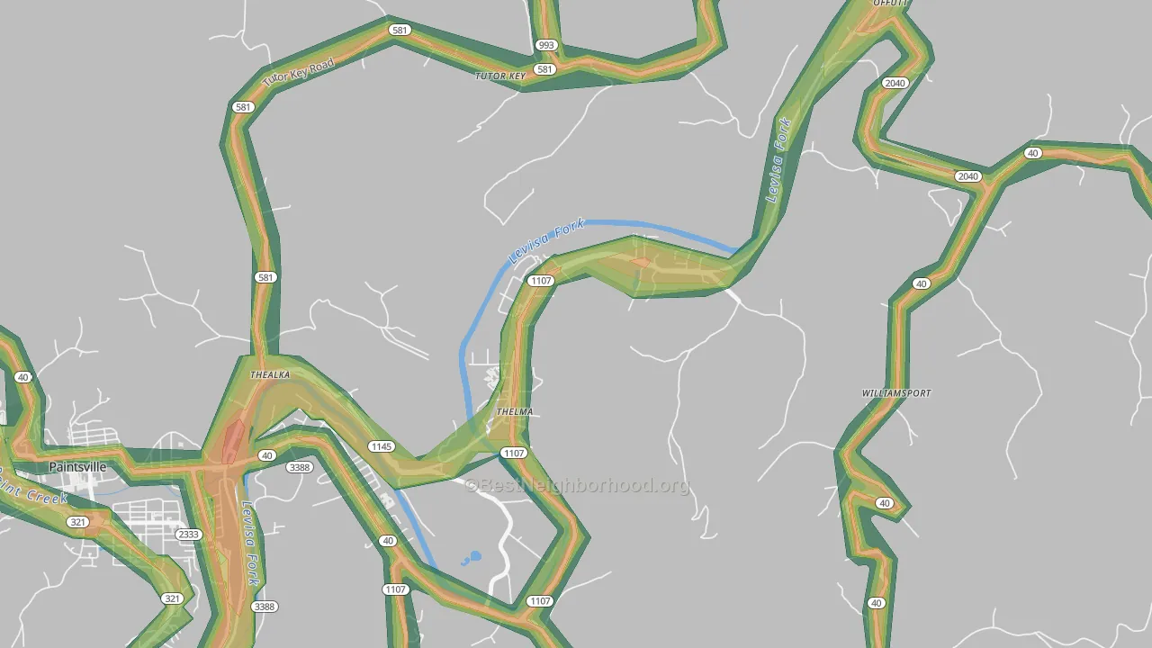 41260, KY Map of Noise Levels in 41260