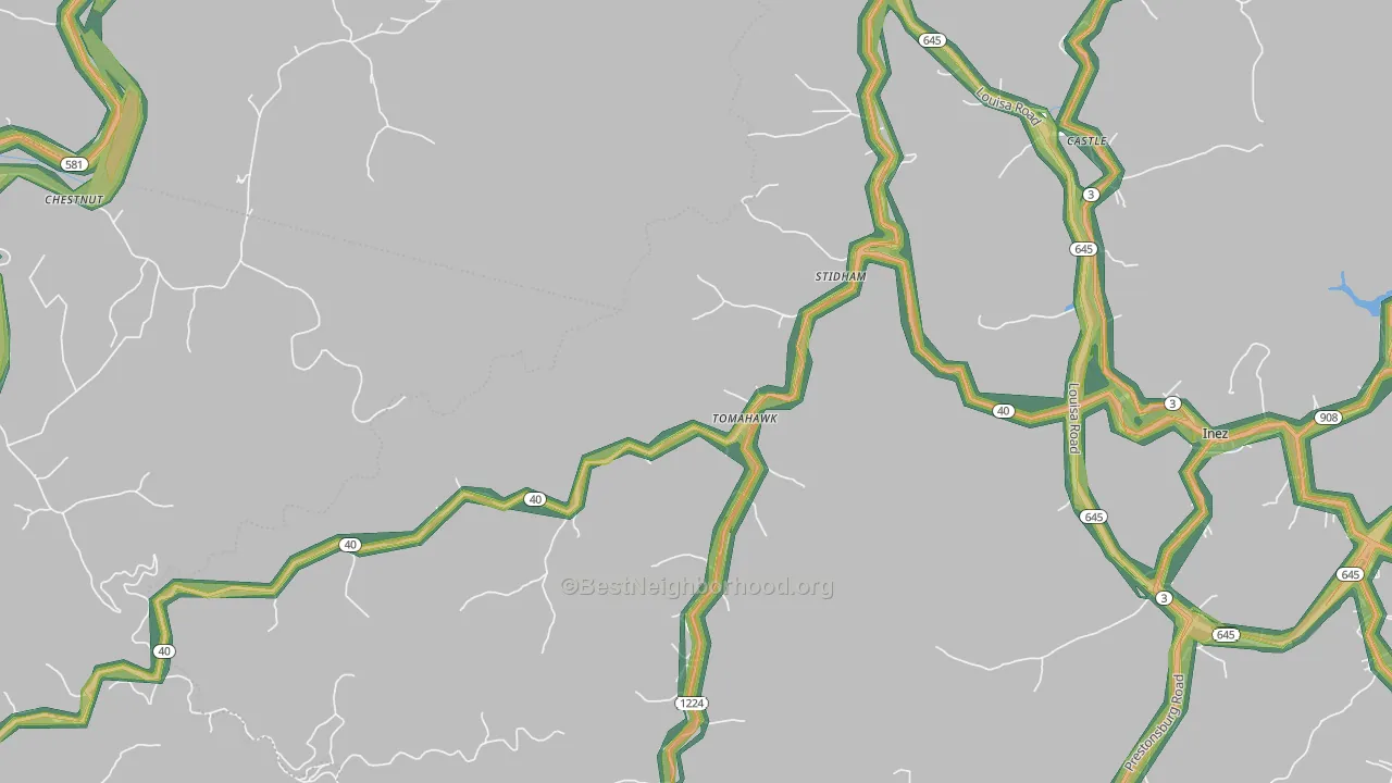 41262, KY Map of Noise Levels in 41262