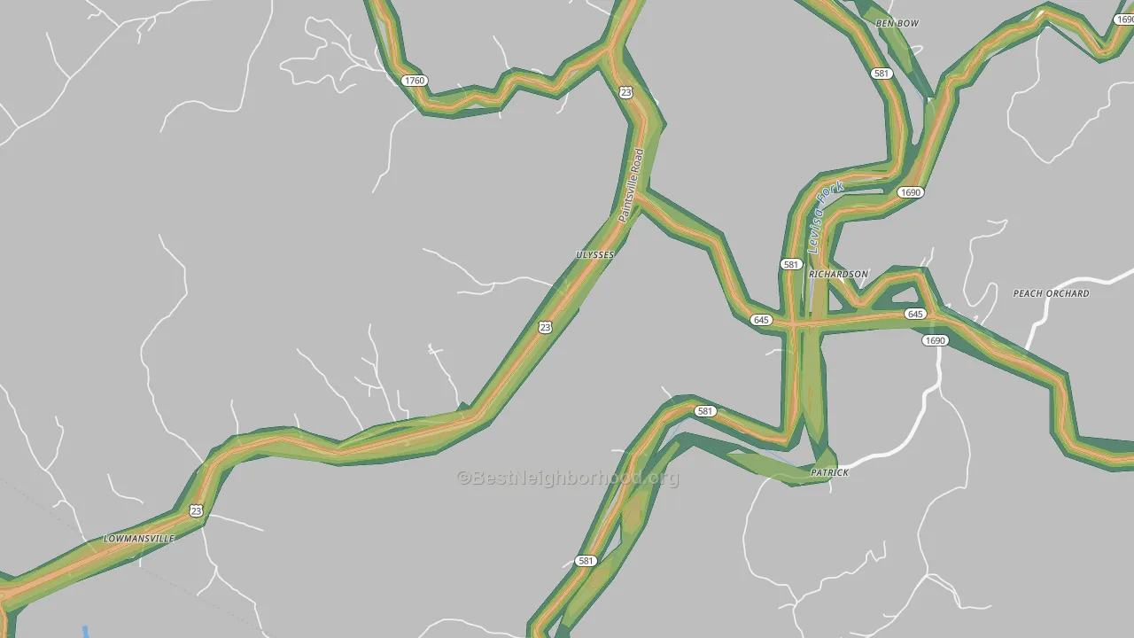 41264, KY Map of Noise Levels in 41264