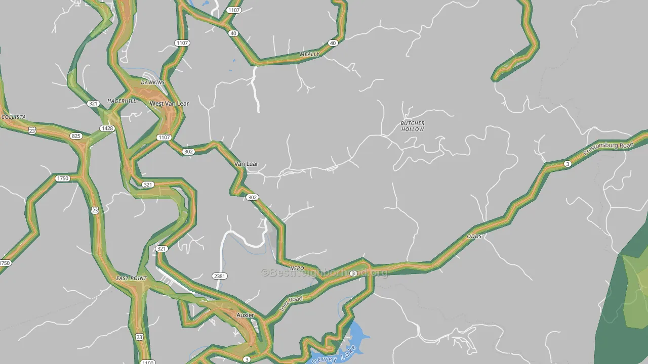 41265, KY Map of Noise Levels in 41265