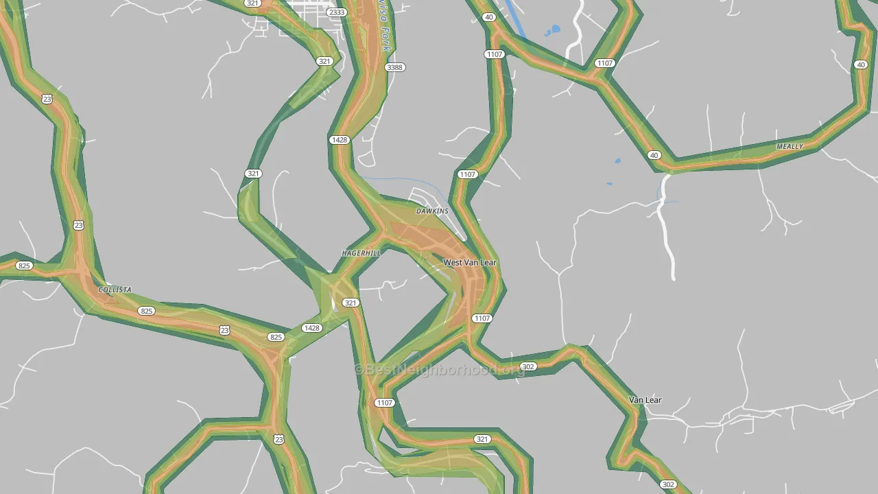 41268, KY Map of Noise Levels in 41268
