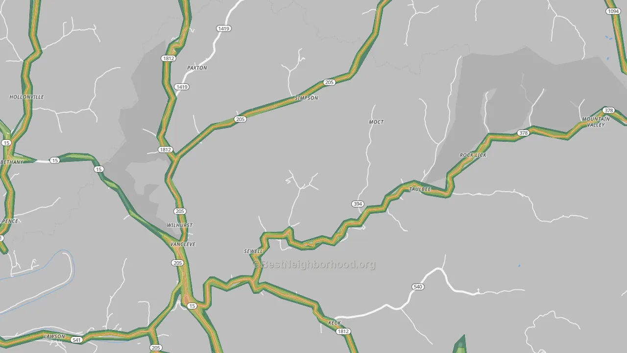 41385, KY Map of Noise Levels in 41385