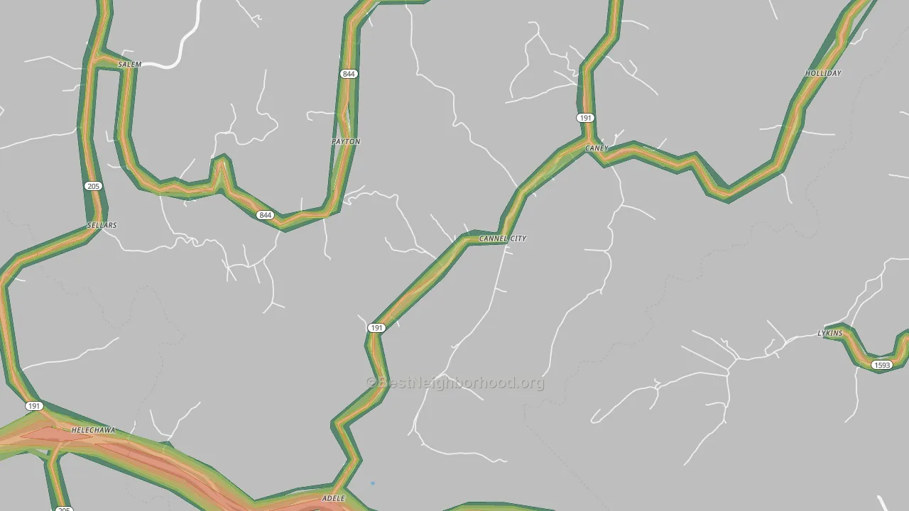 41408, KY Map of Noise Levels in 41408