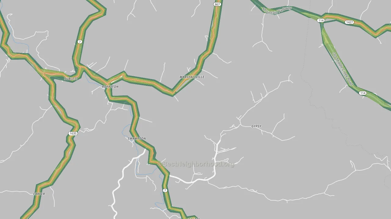 41464, KY Map of Noise Levels in 41464