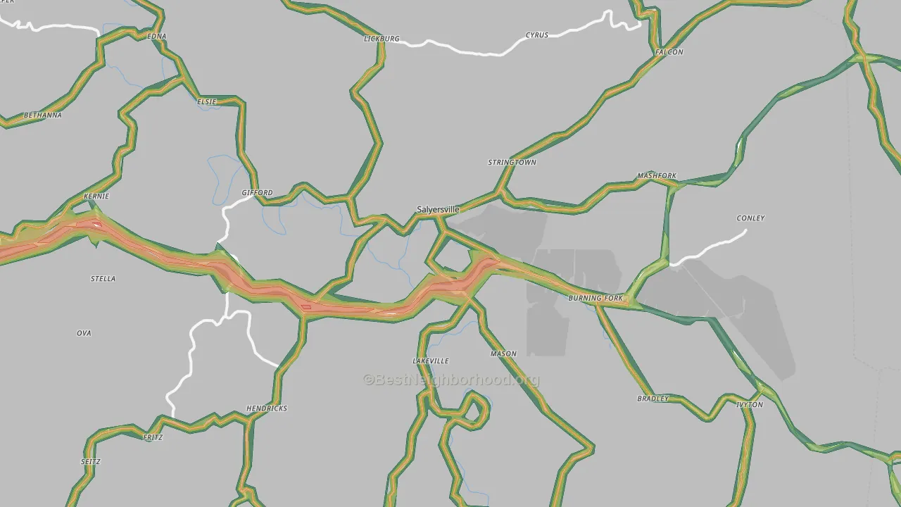 41465, KY Map of Noise Levels in 41465