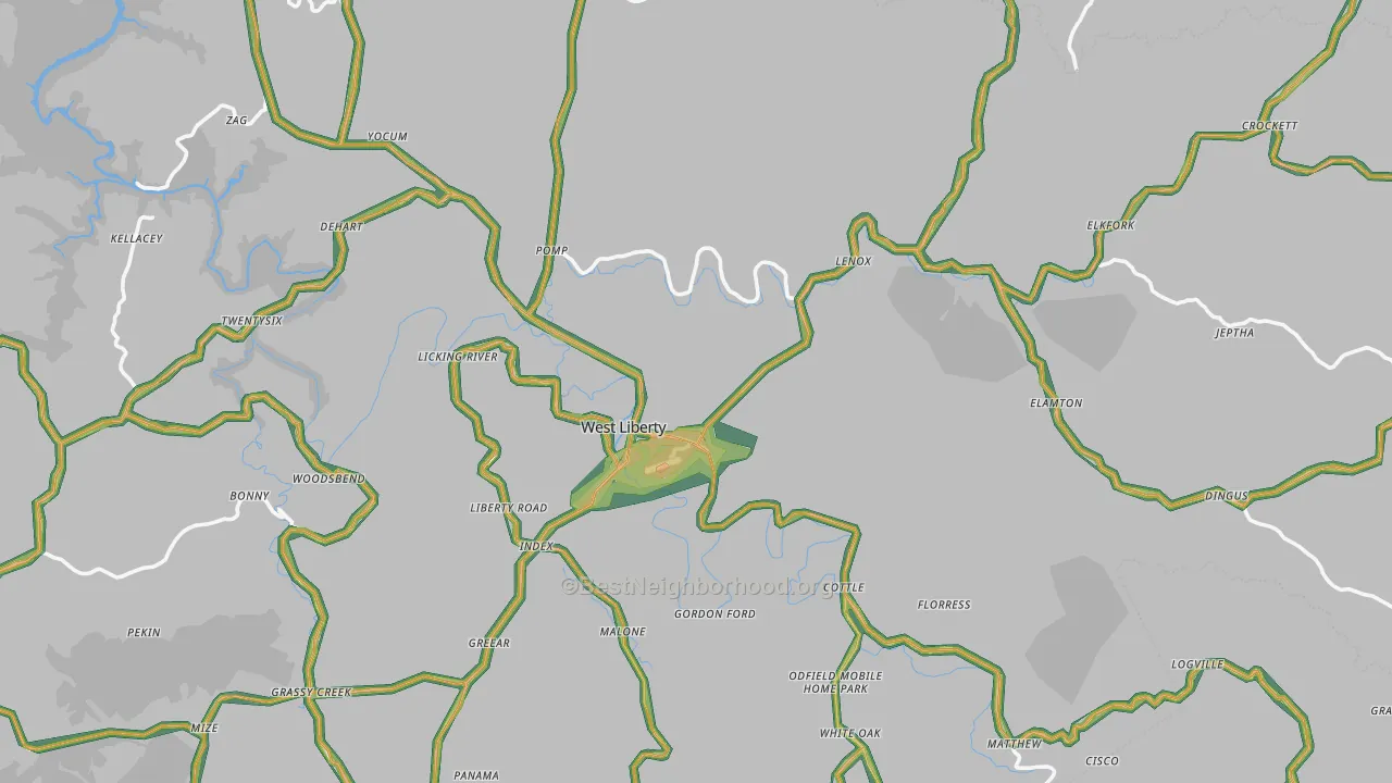 41472, KY Map of Noise Levels in 41472