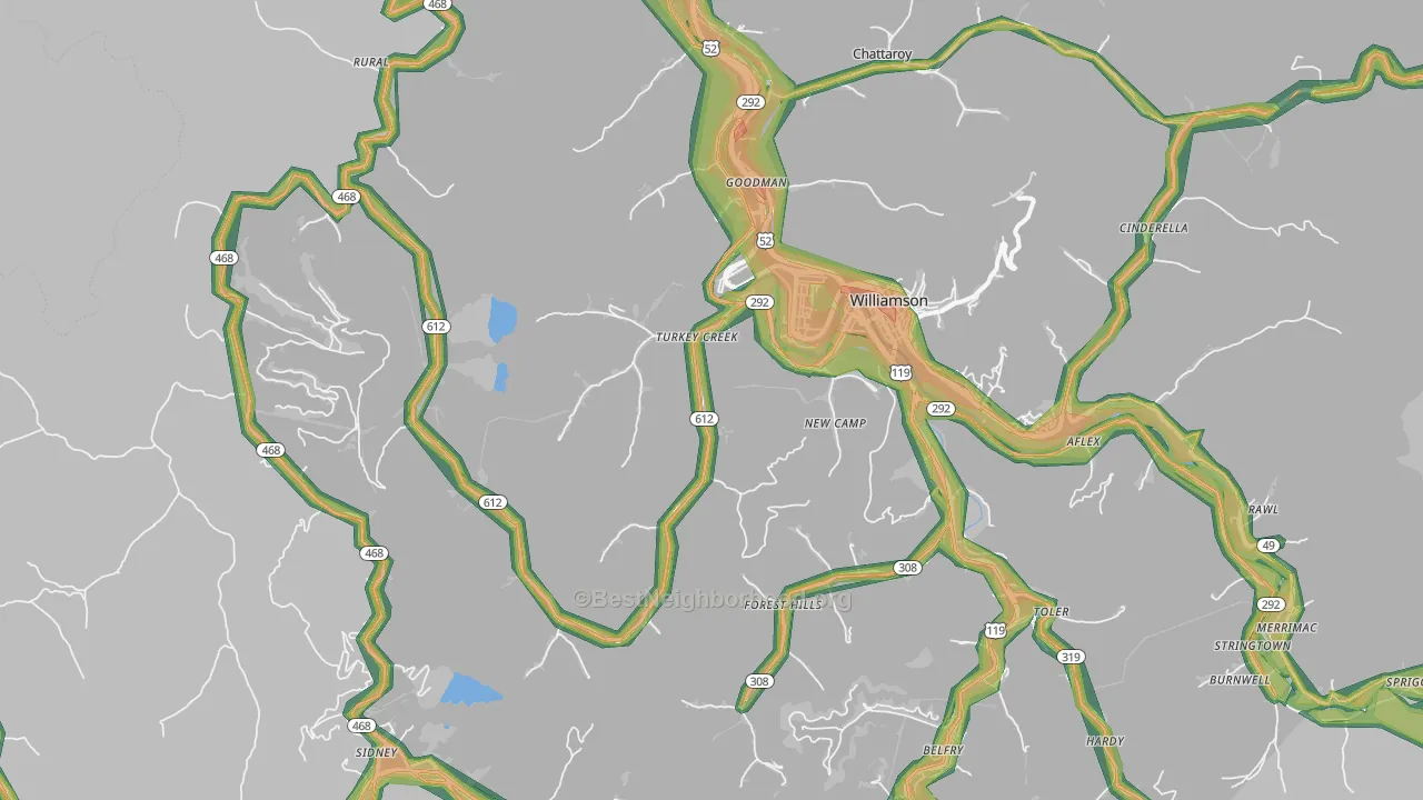 41514, KY Map of Noise Levels in 41514