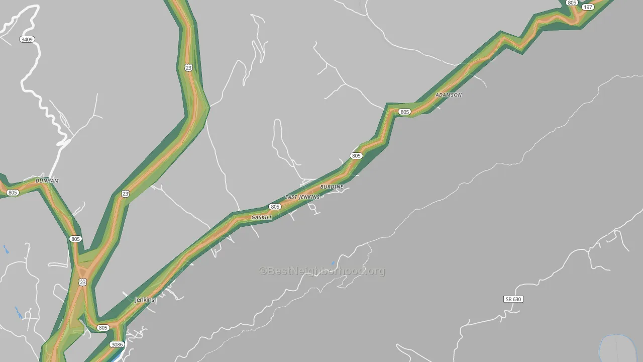 41517, KY Map of Noise Levels in 41517